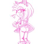  amy_rose anthro boots bracelet breasts butt clothing clothing_pull dress dress_pull eulipotyphlan female footwear gloves grin handwear hedgehog hi_res jewelry lewdsharx line_art looking_at_viewer mammal sega sketch smile solo sonic_the_hedgehog_(series) 
