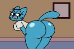  2023 2d_animation animated anthro anus bent_over big_breasts big_butt black_eyes blue_anus blue_body blue_fur bottomless bouncing_breasts bouncing_butt breasts butt cartoon_network clothed clothing cute_fangs domestic_cat felid feline felis female fur half-closed_eyes huge_butt loop mammal narrowed_eyes nicole_watterson shirt short_playtime sketchybun solo tail tail_motion tailwag the_amazing_world_of_gumball thick_thighs topwear twerking whiskers white_clothing white_shirt white_topwear 