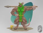  ancient_domains_of_mystery animal_humanoid anthro balls bottomwear clothing digitigrade genitals guard humanoid loincloth male mammal mammal_humanoid melee_weapon murid murine muscular polearm rat ratling rodent rodent_humanoid seasonalfungi solo solo_focus spear weapon 