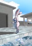  anthro belly big_breasts big_butt bigoldoinks bikini breasts butt clothing curvy_figure disney female hi_res huge_butt huge_hips huge_thighs judy_hopps lagomorph leporid mammal midriff rabbit slightly_chubby solo swimming_pool swimwear thick_thighs tight_fit voluptuous wide_hips zootopia 