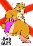  2022 4_fingers absurd_res anthro belly big_belly butt clothing cricetid dark_sparce dreamworks fingers hamster hi_res male mammal moobs nipples overweight overweight_male professor_marmalade rodent simple_background solo the_bad_guys tongue tongue_out underwear 