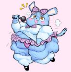  accessory aggretsuko anthro aquamix belly big_belly bodily_fluids bow_(feature) bow_accessory bow_ribbon chinchilla chinchillid clothing female flying_sweatdrops hair_accessory ill-fitting_clothes mammal manaka_(aggretsuko) microphone obese obese_anthro obese_female overweight overweight_anthro overweight_female panties rodent sanrio simple_background solo sweat sweatdrop underwear yellow_eyes 