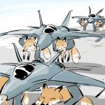  aircraft airplane animal canopy_(aircraft) fighter_jet fox jet military military_vehicle no_humans original pun yuki_(rebruno) 