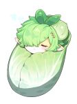  cabbage colored_skin green_hair highres leaf napa_cabbage original parted_lips pointy_ears short_hair yadayada yellow_skin 