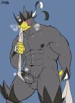  abs absurd_res anthro balls biceps blush casual_erection casual_nudity dressing embarassed_nude_male embarrassed erection fur generation_8_pokemon genitals grey_body grey_fur hi_res humanoid_genitalia humanoid_hands humanoid_penis koruro legendary_pokemon looking_at_viewer male muscular muscular_anthro muscular_male navel nintendo nipples nude pecs penis pokemon pokemon_(species) solo urshifu 