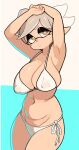  animal_humanoid big_breasts bikini breast_squish breasts cephalopod cephalopod_humanoid clothing female frown hands_above_head hi_res huge_breasts humanoid humanoid_pointy_ears inkling looking_at_viewer marie_(splatoon) marine marine_humanoid mollusk mollusk_humanoid nintendo not_furry pseudo_hair pupils simple_background solo splatoon squish swimwear tentacle_hair tentacles unusual_pupils yuta_agc 