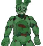  absurd_res animatronic anthro countershade_torso countershading five_nights_at_freddy&#039;s five_nights_at_freddy&#039;s_3 green_body hi_res kogito lagomorph leporid lidded_eyes machine male mammal rabbit rabbit_ears robot scottgames simple_background solo springtrap_(fnaf) teeth white_background wire 