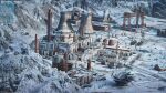  3d arsenixc building copyright_name factory highres industrial mountain no_humans official_art outdoors railroad_tracks scenery shining_nikki snow transmission_tower winter 