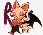  2023 anthro armwear bat breasts candycatstuffs cleavage clothed clothing elbow_gloves eyeshadow female fur gloves handwear hi_res makeup mammal rouge_the_bat sega signature simple_background solo sonic_the_hedgehog_(series) tan_body tan_skin white_body white_fur wings 