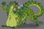  absurd_res anthro big_breasts breasts chameleon claws dragon female green_body grey_background hi_res horn hybrid lizard lvlirror nude reptile scalie simple_background smile solo tongue 