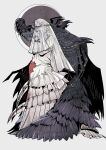  1girl black_wings blood blood_on_clothes bloodborne denny626 dress extra_arms highres hood hood_up jewelry mergo&#039;s_wet_nurse pregnant sword veil weapon wedding_dress white_dress wings yharnam_phtumerian_queen 