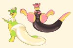  ambiguous_species anthro anus_outline camel_toe clothing female fur green_body green_fur hi_res labbit1337 latex mammal nurse open_mouth open_smile pink_body pink_fur rubber rubber_clothing rubber_suit smile solo yellow_body yellow_fur 