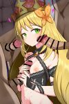  1girl 3boys absurdres bar_censor blonde_hair blush breasts bukkake celine_(fire_emblem) censored closed_mouth clothed_female_nude_male crown cum cum_on_body cum_on_breasts cum_on_hair cum_string facial fire_emblem fire_emblem_engage green_eyes hair_ornament handjob hetero highres hondaranya long_hair medium_breasts multiple_boys multiple_penises nipples nude penis smile testicles 