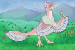  dinosaur easter female field flower hi_res holidays invalid_tag landscape oviraptor oviraptorid pastel plant reptile scalie spring theropod 
