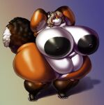  anthro areola belly big_belly big_breasts black_areola black_nipples breasts brown_body brown_eyes brown_fur canid canine curvy_figure deep_navel female fox fur gradient_background hair half-closed_eyes hi_res huge_breasts mammal narrowed_eyes navel nipples nude obese obese_anthro obese_female overweight overweight_anthro overweight_female pose raised_arm simple_background solo standing tan_hair thick_thighs vdisco voluptuous white_body white_fur wide_hips 
