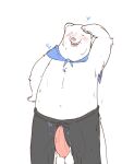  2023 absurd_res anthro apron balls bear blush clothing erection genitals hi_res kemono male mammal penis polar_bear shirokuma shirokuma_cafe simple_background solo ursine white_background white_body yamausagi0619 