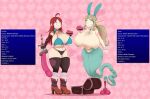  2023 big_breasts bimbofication breasts brown_hair burger clothing collar dildo_sword duo english_text fake_ears fake_rabbit_ears female food footwear gameplay_mechanics genie hair hi_res high_heels holding_burger holding_food holding_object human humanoid humanoid_pointy_ears intelligence_loss mammal mentalcrash not_furry ponytail shocked simple_background standing text 