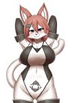  absurd_res anthro big_breasts blush breasts camel_toe clothing female hair hi_res komenuka_inaho legwear looking_at_viewer mammal orange_hair portrait smile solo thigh_highs three-quarter_portrait white_body 