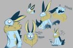  alternate_species angry anthro blue_body blue_fur bug_fables dooblebugs english_text fur grey_background lagomorph leif_(bug_fables) leporid long_ears looking_at_viewer male mammal moonsprout_games multiple_images nude rabbit ruff scut_tail short_tail simple_background sitting sketch_page slim slim_anthro slim_male snout solo standing tail text white_eyes 