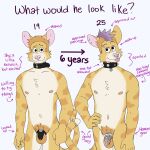  2023 anthro balls before_and_after black_chastity_cage blep chastity_cage chastity_device chest_tuft chuck_(p_rindustries) collar collar_only cute_expression domestic_cat ear_piercing eyebrow_piercing eyeliner facial_piercing felid feline felis genitals hair hand_on_hip hi_res looking_at_viewer makeup male mammal metal_chastity_cage navel neck_tattoo nervous_smile nipples nose_piercing nose_ring nude p_rindustries penis piercing pubes purple_hair ring_piercing shaved_head shy smile solo spiked_collar spikes standing tabby_cat tongue tongue_out tuft 