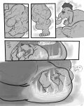  anthro balls bear big_balls comic digestion duo elephant elephantid genitals hi_res huge_balls huge_thighs hyper hyper_balls hyper_genitalia inside_balls male male/male mammal mohawk muscular proboscidean slime text thick_thighs uniparasite xray_view xythan_(character) 