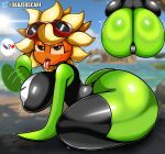  anthro big_breasts big_butt bikini blazedscarf breasts butt clothing electronic_arts elemental_creature female flora_fauna hi_res imminent_blowjob inviting plant plants_vs._zombies plants_vs._zombies_heroes popcap_games solar_flare_(pvz) solo swimwear thick_thighs wide_hips 