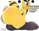  antennae_(anatomy) anthro arthropod arthropod_abdomen asty_(plushtrapboyuwu) balls bee bent_over big_balls big_butt big_penis black_sclera blush butt english_text exclamation_point genitals hi_res huge_balls huge_butt huge_penis hymenopteran hyper hyper_genitalia hyper_penis insect looking_at_viewer male multicolored_body nude open_mouth penis plushtrapboyuwu solo stinger text thick_thighs two_tone_body white_eyes wings 