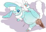  absurd_res belly big_belly birth bodily_fluids contraction contractions crowning darlondemonic eevee eeveelution fakemon female feral generation_1_pokemon hi_res nintendo pokemon pokemon_(species) pregnant push pushing solo sweat water_break water_breaking 