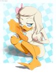  2022 3:4 4_fingers accessory anatid anseriform anthro areola avian barefoot barely_visible_genitalia barely_visible_pussy beak big_breasts bird blue_eyes bow_(feature) bow_accessory bow_ribbon breast_grab breasts cleavage clothed clothing dated digital_media_(artwork) disney duck ducktales eyebrows eyelashes feet female fingers foot_fetish foot_focus foot_grab foot_lick foot_play genitals grin hair hair_accessory hair_bow hair_ribbon hand_on_breast hi_res licking membrane_(anatomy) navel nipples nude one_eye_closed open_mouth pink_areola pink_hair_bow pink_nipples pussy ribbons shintei smile solo toes tongue tongue_out webbed_feet webby_vanderquack white_body white_hair wink 