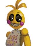  &lt;3 &lt;3_eyes animatronic anthro avian beakless bib bird black_eyes brush chicken clothing eyebrows feather_hair feather_tuft feathers female five_nights_at_freddy&#039;s five_nights_at_freddy&#039;s_2 galliform gallus_(genus) grin humanoid kayo_kz looking_at_viewer lovetaste_chica machine narrowed_eyes naughty_face naughty_smile phasianid pink_cheeks pseudo_hair raised_eyebrow robot rosy_cheeks scottgames sharp_teeth simple_background smile solo teeth text text_on_bib text_on_clothing text_on_topwear toothy_grin topwear toy_chica_(fnaf) tuft white_background yellow_body 