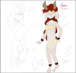  anthro bovid caprine celsiorcrowngoat character_name cuffs_(clothing) female goat hair hellste_(wendover) mammal model_sheet paws red_hair 