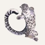  animal jumping looking_down no_humans norapotwora original simple_background snow_leopard tail white_background 