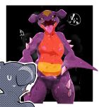 &lt;3 2023 anthro blush bodily_fluids brother_(lore) brothers_(lore) clothed clothing duo erection erection_under_bottomwear erection_under_clothing gabite garchomp generation_4_pokemon hi_res in_heat male male/male moesouna_gomi navel nintendo nipples pokemon pokemon_(species) purple_body saliva sibling_(lore) simple_background sweat tongue tongue_out underwear underwear_only yellow_eyes 