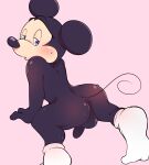  anus blush bodily_fluids bubblecat clothing disney erection footwear footwear_only genitals hi_res kneeling looking_back male mammal mickey_mouse mostly_nude mouse murid murine nude penis rodent socks socks_only solo sweat tail 
