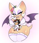  2023 anthro armwear bat breasts cleavage clothed clothing elbow_gloves eyeshadow female gloves handwear hi_res koshhhata legwear light_body light_skin lipstick looking_at_viewer makeup mammal narrowed_eyes plushie ring_(jewelry) rouge_the_bat sega shadow_the_hedgehog signature simple_background smile solo sonic_the_hedgehog_(series) 