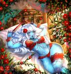  aishin beautiful_background bedroom clothing digital_media_(artwork) female flower frosting garden hair hi_res humanoid ice lingerie plant solo tree white_hair 