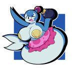 anthro big_breasts big_tail blue_body bomb breasts cetacean dewy-eyedboy dolphin dolphin_bomber explosives female hi_res huge_breasts legless mammal marine one_eye_closed open_mouth raised_arm seashell_bra smile solo tail toothed_whale wink 