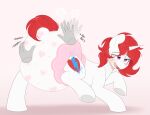  big_diaper blush cutie_mark diaper diaper_fetish disembodied_hand equid equine female freckles fur hair hasbro heart_breaker_(oc) hi_res horn mammal my_little_pony patting_diaper red_hair red_tail shuphle solo tail unicorn white_body white_fur 