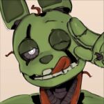  animatronic anthro five_nights_at_freddy&#039;s five_nights_at_freddy&#039;s_3 hi_res joints kogito lagomorph leporid lidded_eyes machine male mammal on_model one_eye_closed rabbit rabbit_ears robot scottgames solo springtrap_(fnaf) teeth tongue tongue_out white_eyes wink wire 