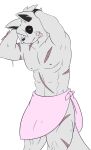  2022 abs anthro arctic_fox black_inner_ear black_sclera canid canine dewwydarts dripping erick_(dewwydarts) fox fur hair hi_res looking_at_viewer male mammal muscular muscular_anthro muscular_male pink_towel red_eyes scar simple_background solo standing towel towel_around_waist towel_only wet white_background white_body white_fur white_hair 