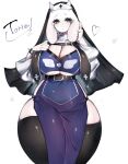  anthro belt big_breasts bovid bracelet breasts caprine clothing dress female fur goat hi_res huge_breasts jewelry legwear mammal mature_female nun_habit simple_background solo spiked_bracelet spikes stockings thick_thighs thigh_highs togetoge topwear toriel undertale_(series) voluptuous_female white_background white_body white_fur wide_hips 