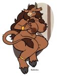  absurd_res anklet anthro areola big_breasts bovid bovine bracelet breasts brown_hair cattle dubindore ear_piercing ear_ring female hair hi_res horn horn_jewelry jewelry long_hair looking_at_viewer mammal nipples nude piercing ring_piercing slightly_chubby smile solo tail tail_tuft thick_thighs tuft 