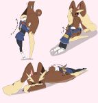  alpha_pokemon ambiguous_gender anthro butt clothed clothing duo female female/ambiguous generation_4_pokemon head_between_thighs hi_res human implied_oral kneeling larger_ambiguous lopunny lying mammal nintendo on_front pokemon pokemon_(species) size_difference smaller_female standing wkmt321 