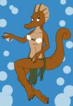  bikini brown_body brown_skin clothing dotted_background fish grass_skirt male marine pattern_background seahorse simple_background swimwear syngnathid syngnathiform tabbiewolf 