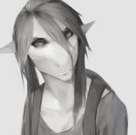  akrolayn ambiguous_species anthro backpack digital_media_(artwork) digital_painting_(artwork) female front_view grey_eyes grey_sclera greyscale looking_at_viewer monochrome scalie shaded simple_background solo white_background 