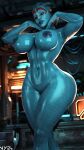  3d_(artwork) 9:16 absurd_res alien alien_humanoid areola asari big_breasts big_butt blue_body breasts butt curvy_figure dark_nipples digital_media_(artwork) female genitals hi_res huge_breasts huge_butt huge_hips humanoid mass_effect navel nipples nyes pseudo_hair pussy samara small_waist solo thick_thighs voluptuous wide_hips 