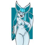  absurd_res anthro blue_body canid eeveelution female feral generation_4_pokemon genitals glaceon hi_res irgramfox mammal nintendo open_mouth pokemon pokemon_(species) pussy simple_background solo 