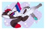  breasts brynhusky canid canine connie_(parrybow) female fennec flag fluffy fluffy_tail fox hi_res humanoid mammal pawpads paws solo tail 