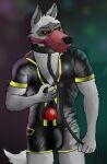  absurd_res ambiguous_position anthro ball_gag bdsm biceps bondage bound bulge canid canine canis clothed clothing collar death_(puss_in_boots) dominant exposed_chest gag gagged hi_res latex latex_clothing leash male mammal muscular muzzle_(object) muzzled ollieotty partially_clothed party pecs solo submissive tight_clothing wolf 