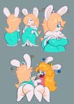  absurd_res anthro big_breasts breasts butt clothing crossover dress duo female female/female frown grey_background hi_res huge_breasts lagomorph looking_at_viewer mammal mario_bros mario_plus_rabbids_kingdom_battle mawile123 multiple_poses nintendo nipple_outline open_mouth open_smile pose rabbid rabbid_peach rabbid_rosalina raving_rabbids rayman_(series) rear_view short_stack simple_background smile ubisoft 